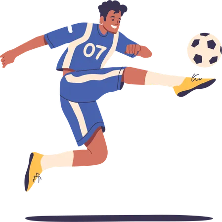 Footballspieler kickt Fußball  Illustration