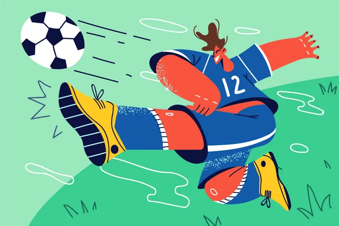 Footballspieler kickt Fußball  Illustration