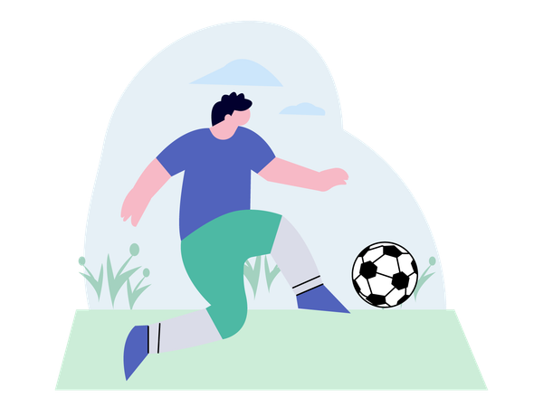 Fußballspieler übergibt Ball  Illustration