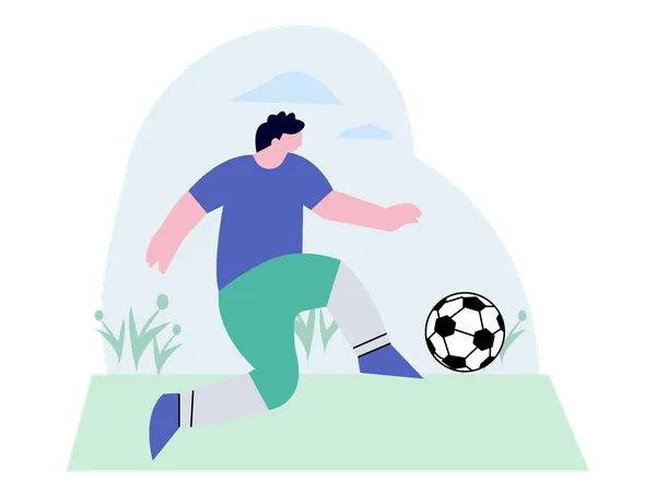 Fußballspieler übergibt Ball  Illustration