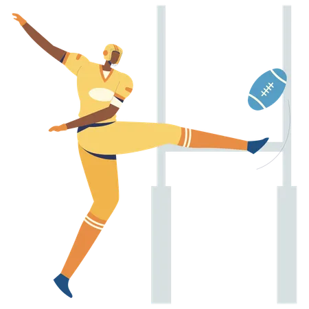 Footballspieler beim Conversion Kick  Illustration