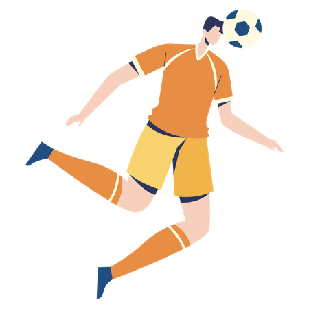 Fußballspieler mit Kopfballtechnik  Illustration