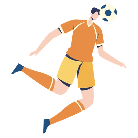 Fußballspieler mit Kopfballtechnik  Illustration