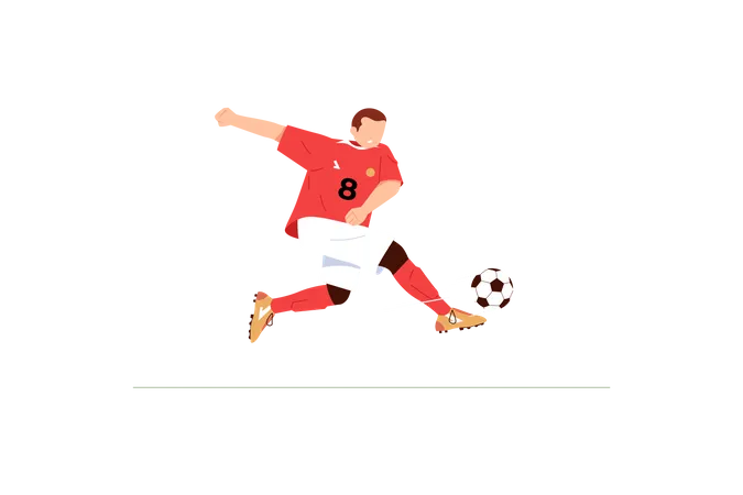 Football-Spieler macht Volleyschuss  Illustration