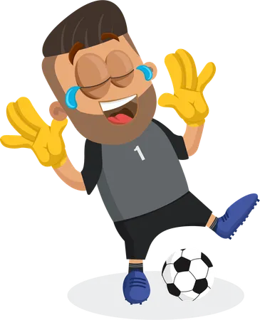 Football-Spieler-Maskottchen glückliche Pose  Illustration