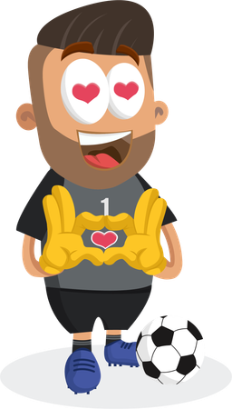 Football-Spieler-Maskottchen in Liebespose  Illustration