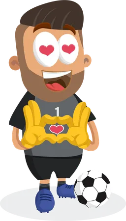 Football-Spieler-Maskottchen in Liebespose  Illustration