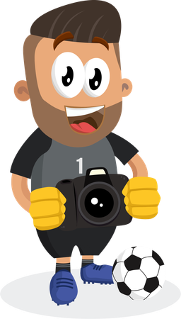 Football-Spieler-Maskottchen mit Kamerapose  Illustration