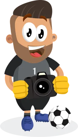 Football-Spieler-Maskottchen mit Kamerapose  Illustration