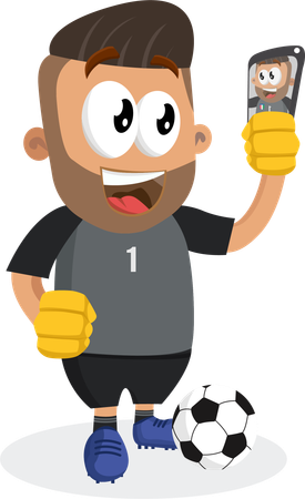 Footballspieler-Maskottchen mit Selfie-Pose  Illustration