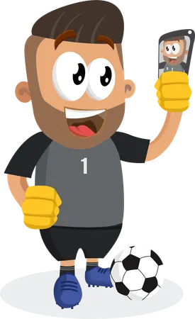 Footballspieler-Maskottchen mit Selfie-Pose  Illustration
