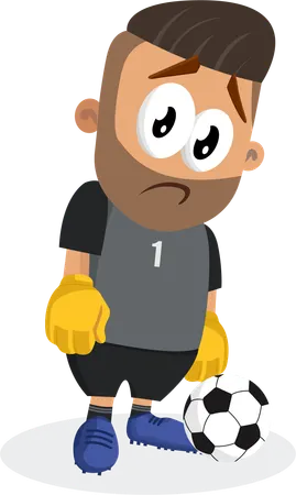 Football-Spieler-Maskottchen traurige Pose  Illustration