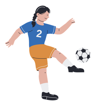 Fußballspieler rennt und kickt den Ball  Illustration