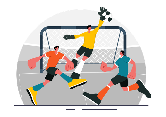 Football-Spieler schießt Ball  Illustration