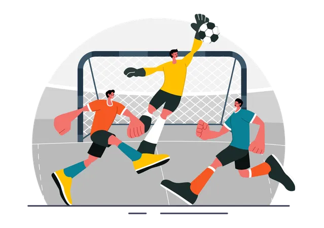 Football-Spieler schießt Ball  Illustration