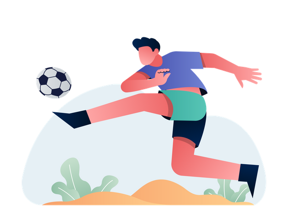 Fußballspieler schießt ein Tor  Illustration