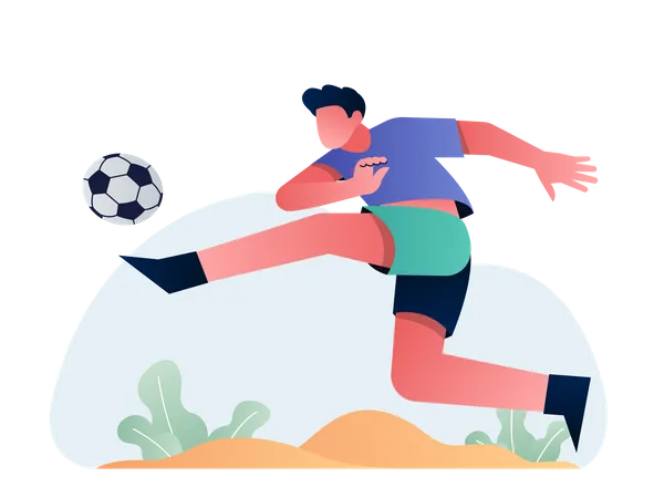 Fußballspieler schießt ein Tor  Illustration