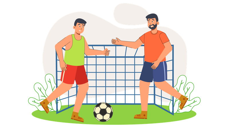 Fußballspieler spielen Fußball  Illustration