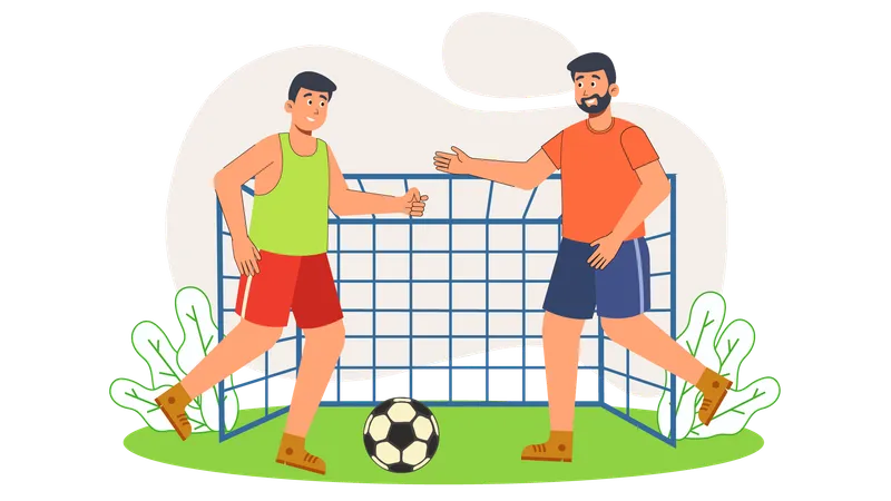 Fußballspieler spielen Fußball  Illustration