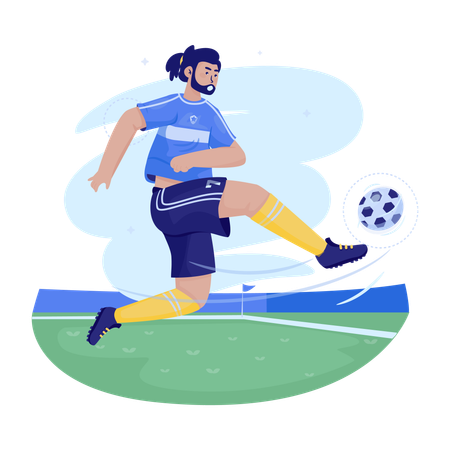 Footballspieler, der Fußball spielt  Illustration