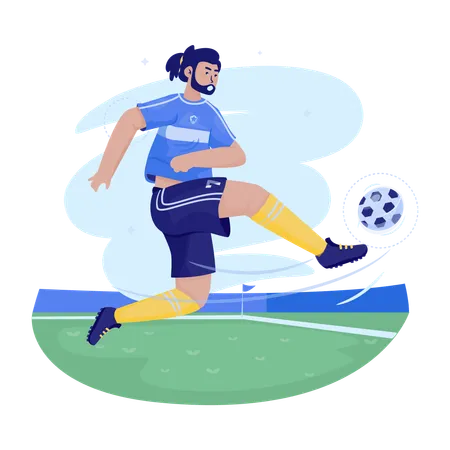 Footballspieler, der Fußball spielt  Illustration