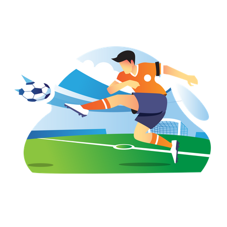 Fußballspieler, der Fußball spielt  Illustration