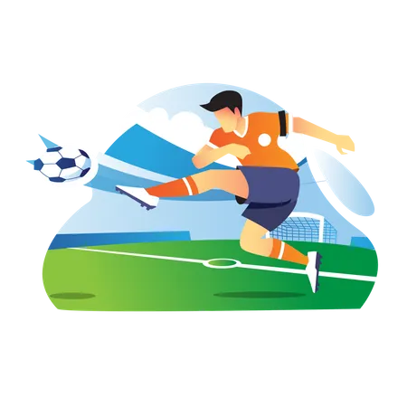 Fußballspieler, der Fußball spielt  Illustration