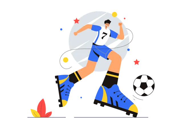 Fußballspieler beim Fußballspiel  Illustration