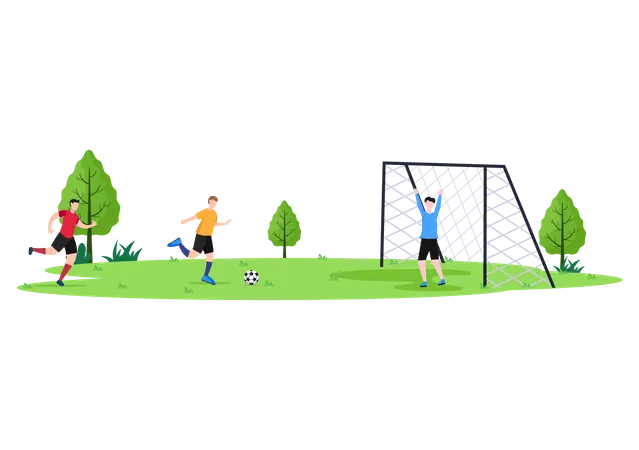 Football-Spieler spielen im Spiel  Illustration
