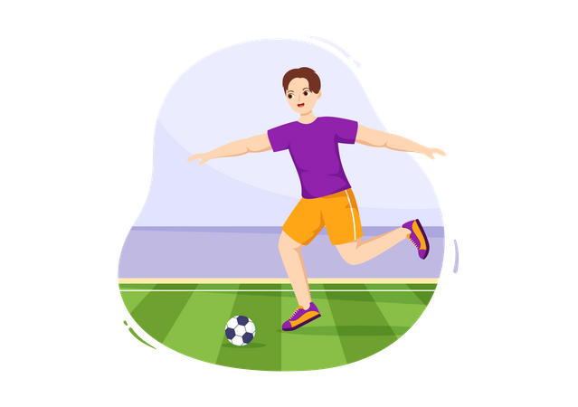 Football-Spieler spielen mit Ball  Illustration