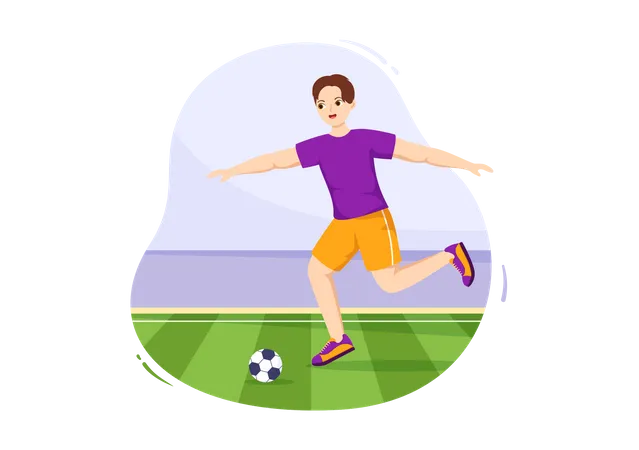 Football-Spieler spielen mit Ball  Illustration