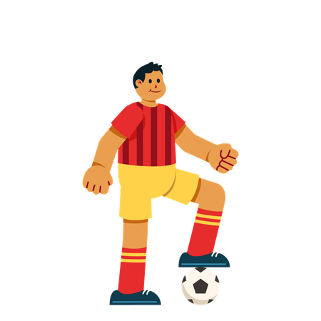 Fußballspieler steht mit Football  Illustration