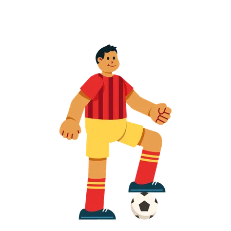 Fußballspieler steht mit Football  Illustration