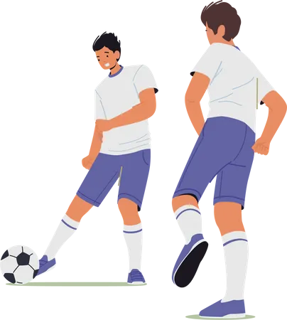 Fußballspieler treten Ball  Illustration