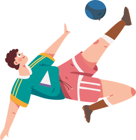 Footballspieler kickt Ball  Illustration