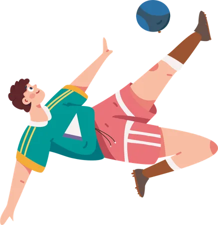 Footballspieler kickt Ball  Illustration