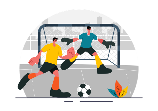 Fußballspieler tritt Ball  Illustration