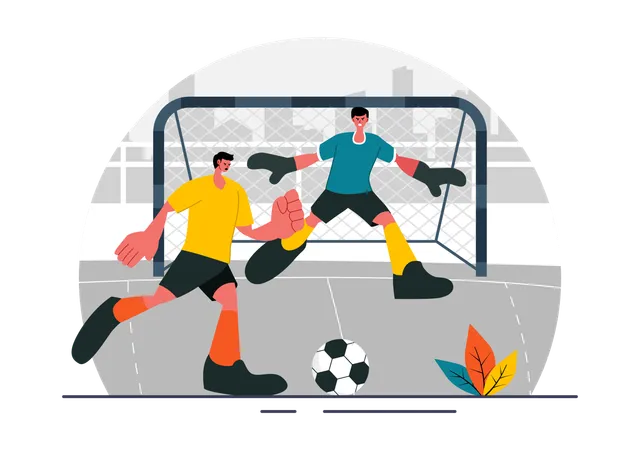 Fußballspieler tritt Ball  Illustration