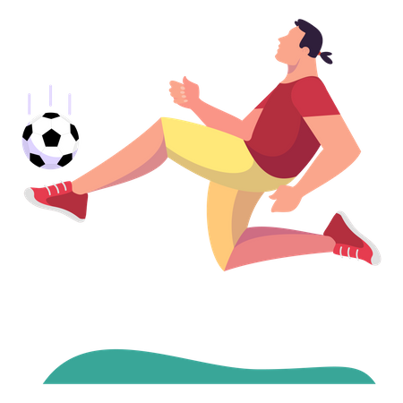 Footballspieler tritt den Ball  Illustration