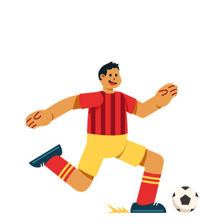 Footballspieler tritt Fußball  Illustration