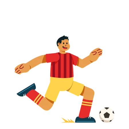 Footballspieler tritt Fußball  Illustration