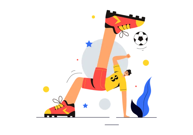 Fußballspieler tritt Fußball  Illustration