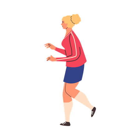 Weibliche Fußballspielerin zu Fuß  Illustration