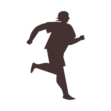 Weibliche Fußballspielerin läuft schwarze Silhouette  Illustration