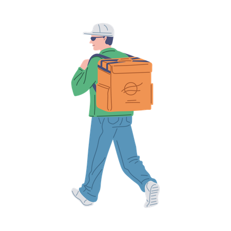 Fußkurier mit Thermotasche und Mütze  Illustration
