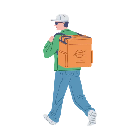 Fußkurier mit Thermotasche und Mütze  Illustration