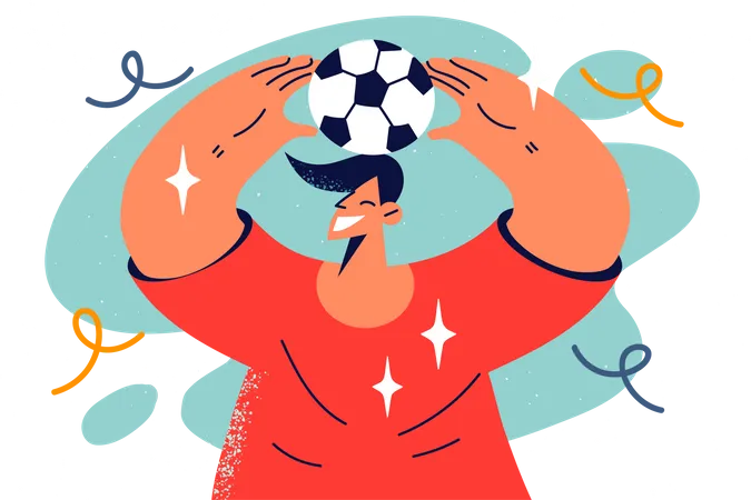 Jugador de futbol con pelota  Ilustración