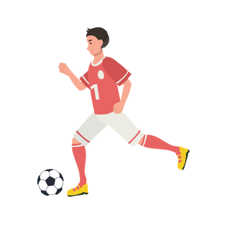 Futbolista corriendo con futbol  Ilustración