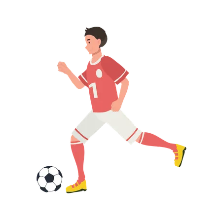 Futbolista corriendo con futbol  Ilustración