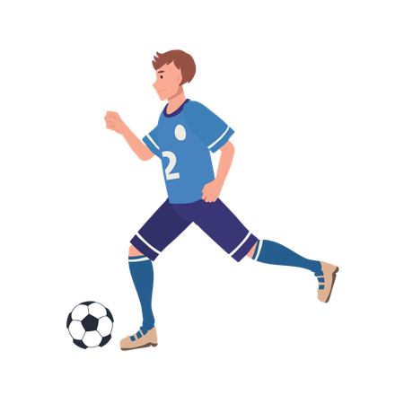 Futbolista corriendo con futbol  Ilustración